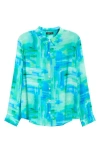 Apny Print Button-up Shirt In Blue