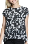Apny Print Cap Sleeve Shell In Black