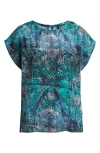 Apny Print Cap Sleeve Shell In Blue