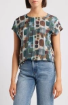 Apny Geometric Print Cap Sleeve Shell In Multi