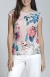 Apny Print Cap Sleeve Shell In Pink