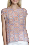 Apny Print Cap Sleeve Shell In Purple