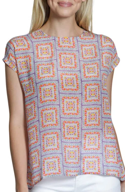 Apny Print Cap Sleeve Shell In Purple