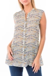 Apny Print Chiffon Button-up Sleeveless Top