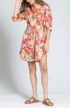 Apny Print Cotton Belted Shirtdress In Multi