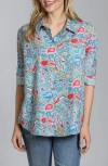 Apny Print Cotton Button-up Shirt In Blue Multi