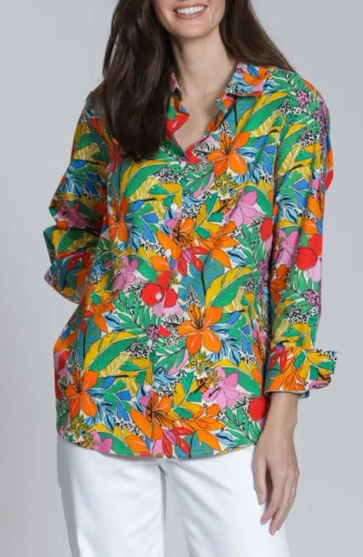 Apny Print Cotton Button-up Shirt In Green