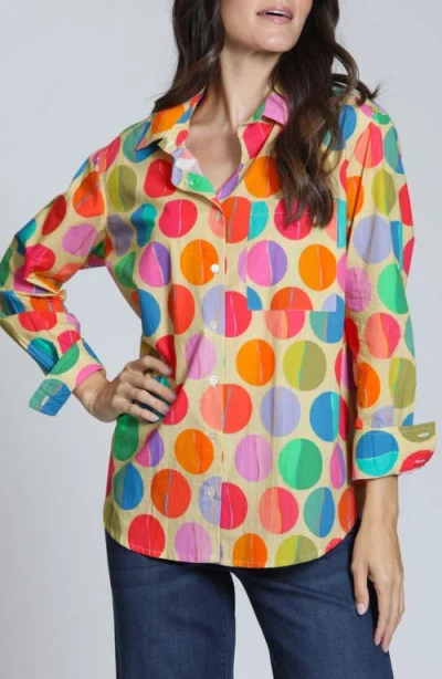 Apny Print Cotton Button-up Shirt In Multi