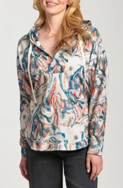 Apny Print Cotton Hoodie In Blue
