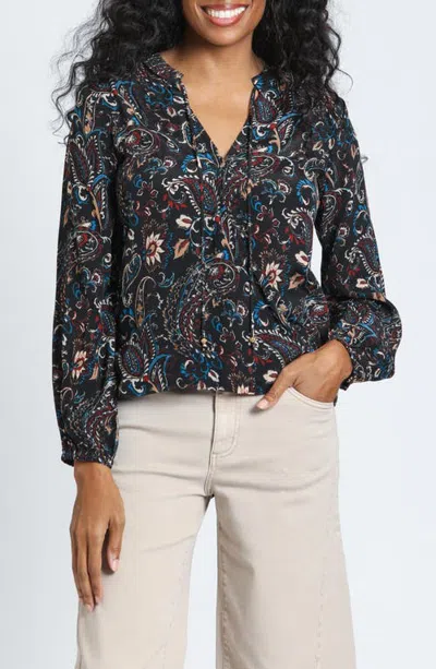 Apny Print Crossover Top With Tassel Ties In Blue