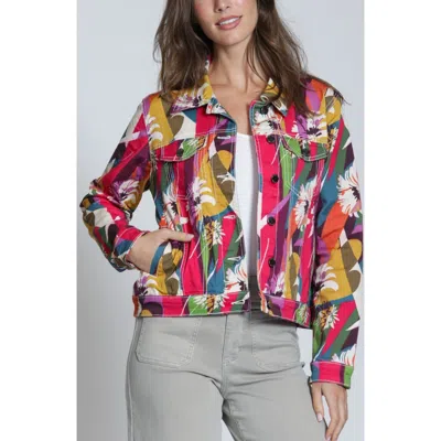 Apny Print Denim Jacket In Multi