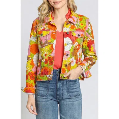 Apny Print Denim Jacket In Multi