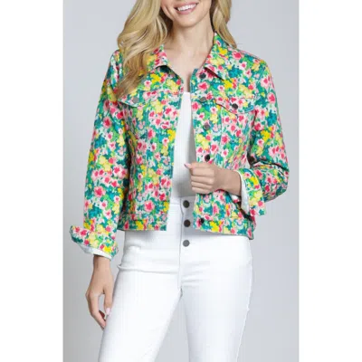 Apny Print Denim Jacket In Multi