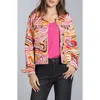 Apny Print Denim Jacket In Pink/orange Multi