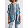 Apny Print Dolman Sleeve Top In Turquoise Multi