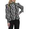 Apny Print High Neck Shirt In Black/white