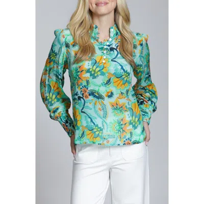 Apny Print High Neck Shirt In Green