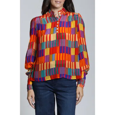 Apny Print High Neck Shirt In Multi