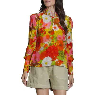 Apny Print High Neck Shirt In Multi