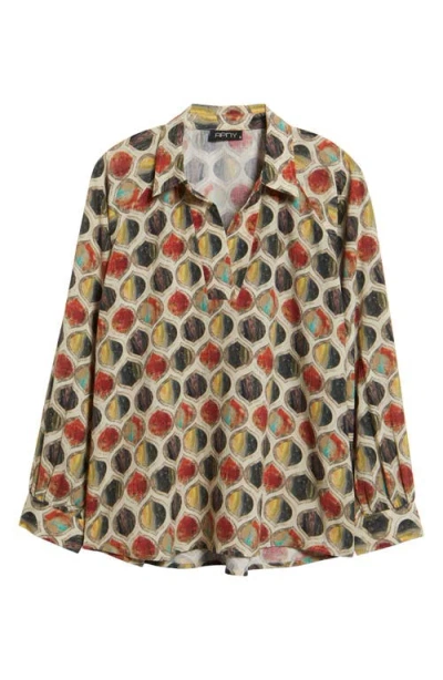 Apny Print Long Sleeve Top In Multi