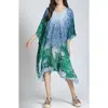 Apny Print Midi Caftan In Green