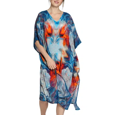 Apny Print Midi Caftan In Multi