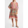 Apny Print Midi Caftan In Pink