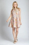 Apny Print Pintuck Sleeveless Babydoll Dress In Orange Multi