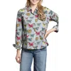 Apny Print Poplin Button-up Shirt In Grey Multi