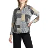 Apny Print Poplin Button-up Shirt In Grey/beige Multi
