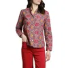 Apny Print Poplin Button-up Shirt In Red Multi