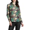 Apny Print Poplin Button-up Shirt In Turquoise/green Multi