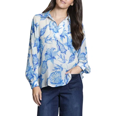 Apny Print Popover Top In Blue