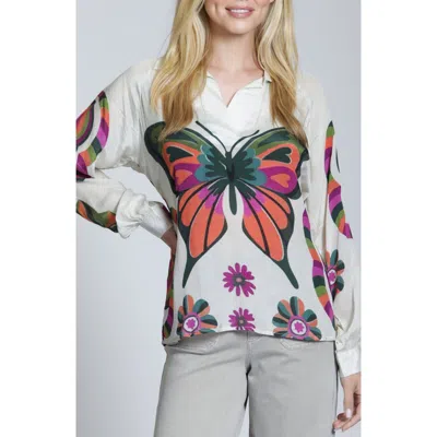 Apny Print Popover Top In White