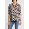 Apny Print Roll Tab Sleeve Chiffon Button-up Shirt In Multi