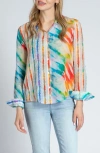 APNY APNY PRINT ROLL-UP SLEEVE CHIFFON BUTTON-UP SHIRT