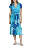 Apny Print Short Sleeve Midi Dress