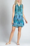 Apny Print Sleeveless Chiffon Shift Dress In Blue Multi