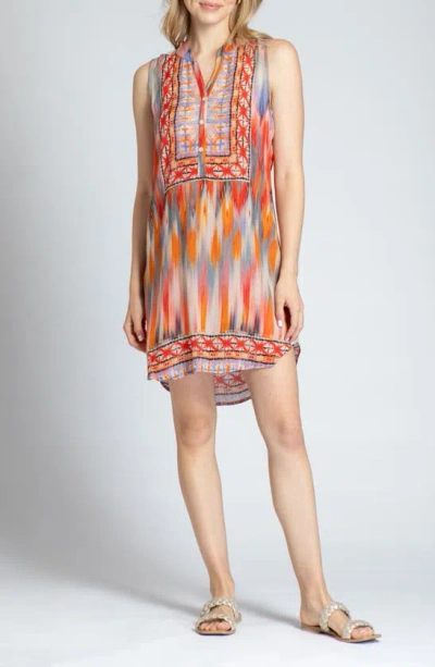 Apny Print Sleeveless Chiffon Shift Dress In Orange Multi