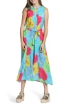 Apny Print Sleeveless Maxi Shirtdress