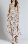 Apny Print Sleeveless Maxi Shirtdress