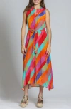 Apny Print Sleeveless Maxi Shirtdress In Multi