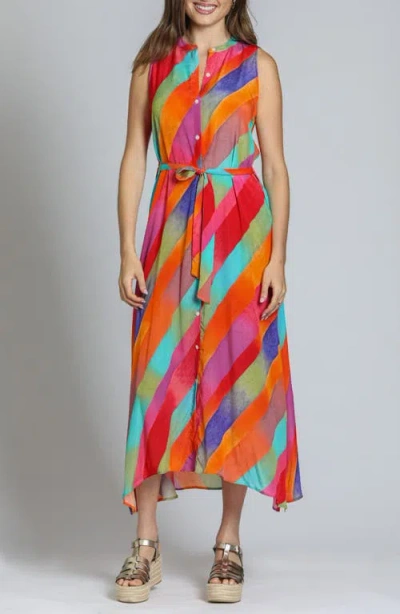 Apny Print Sleeveless Maxi Shirtdress In Multi