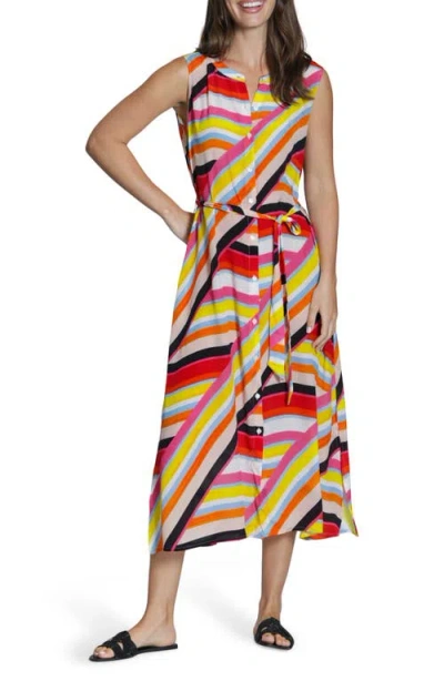 Apny Print Sleeveless Maxi Shirtdress In Multi