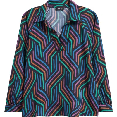 Apny Print Split Neck Top In Multi