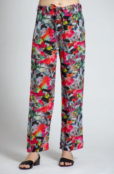 Apny Print Straight Leg Trousers In Red Multi