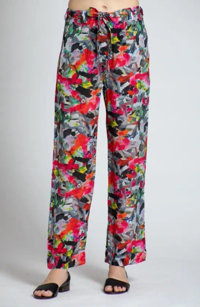 Apny Print Straight Leg Pants In Red Multi