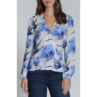 Apny Print Surplice Neck Top In Blue