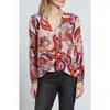 Apny Print Surplice Neck Top In Purple Multi