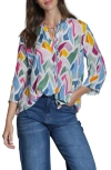 Apny Print Tassel Split Neck Chiffon Top In Multi